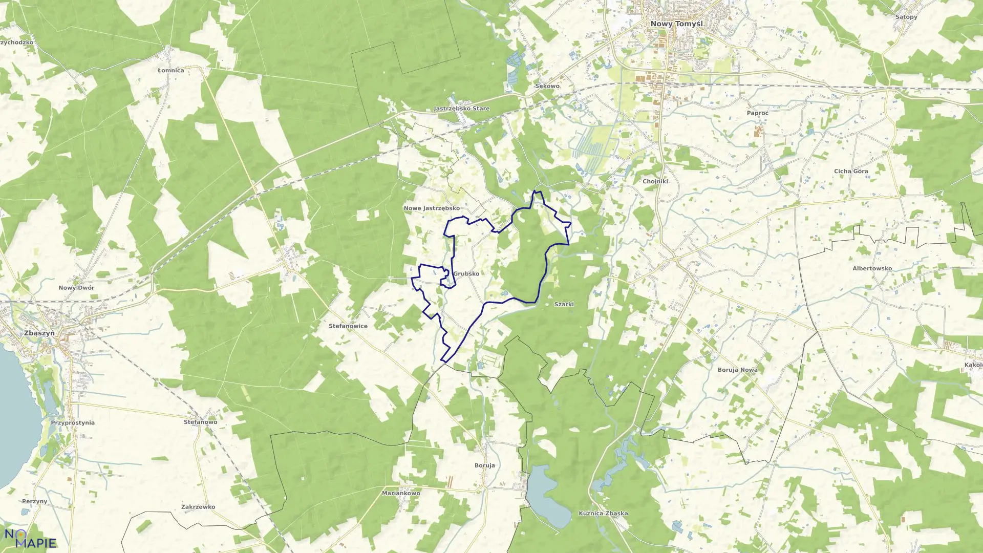 Mapa obrębu GRUBSKO w gminie Nowy Tomyśl