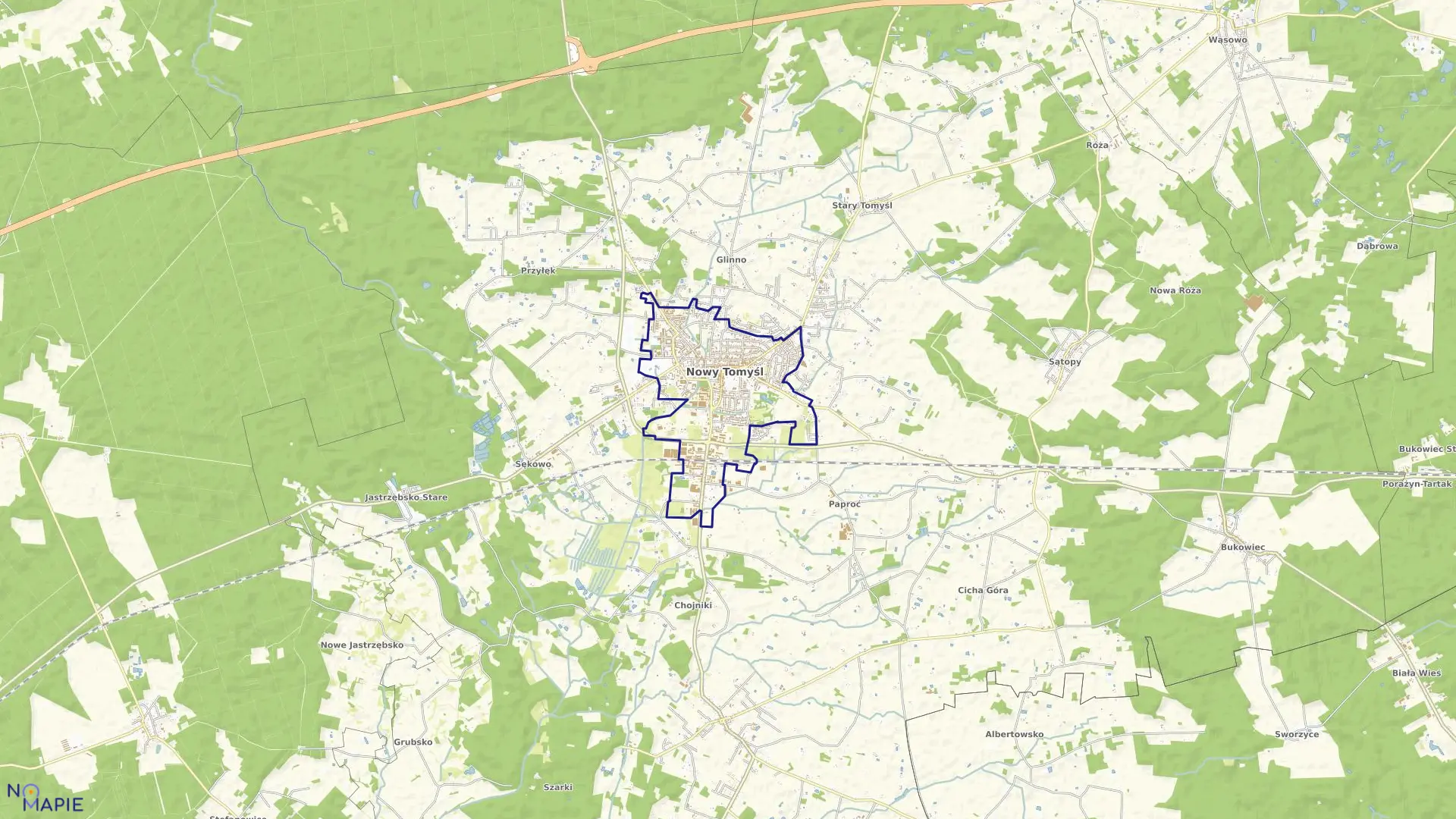 Mapa obrębu NOWY TOMYŚL w gminie Nowy Tomyśl