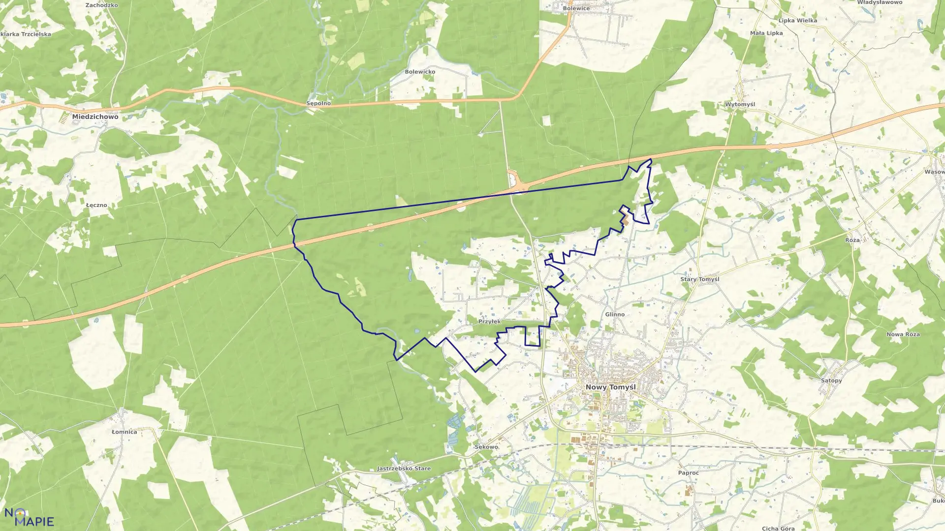 Mapa obrębu PRZYŁĘK w gminie Nowy Tomyśl