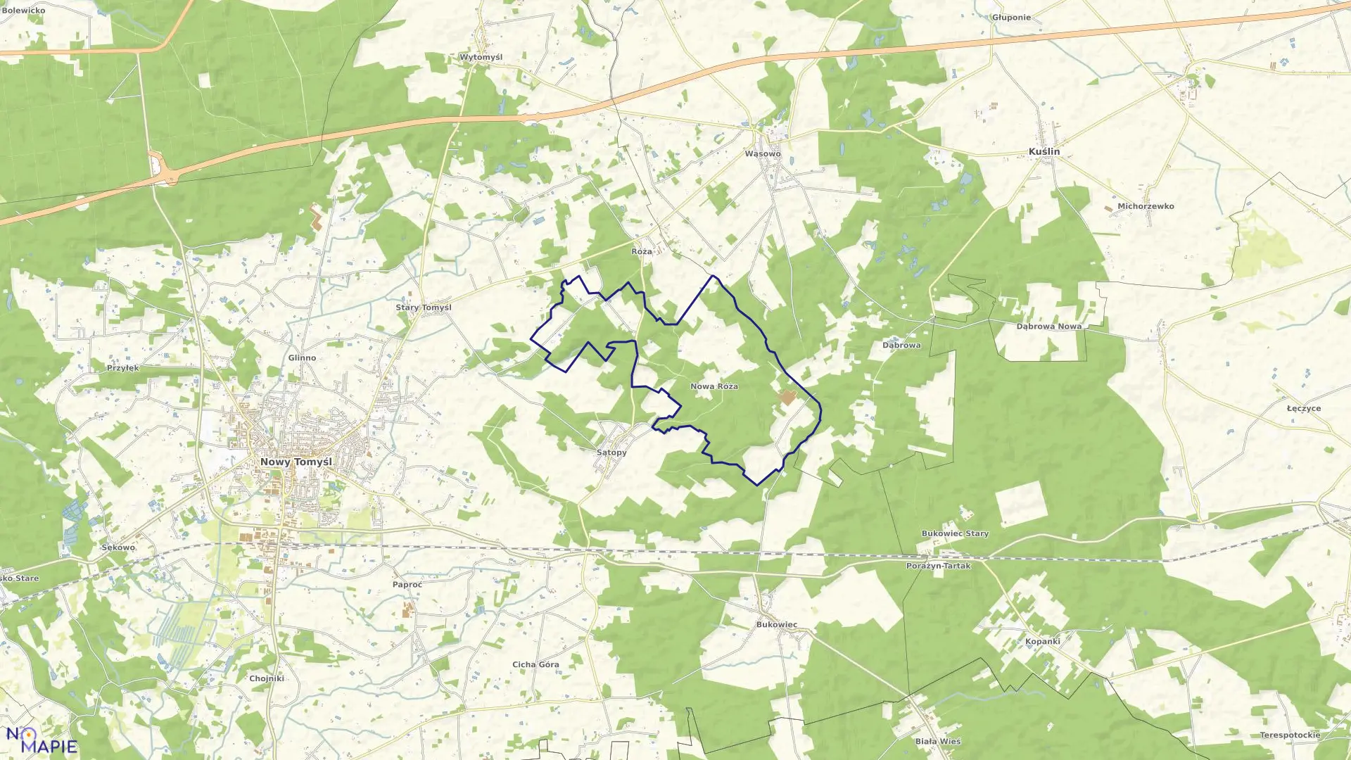 Mapa obrębu RÓŻA NOWA w gminie Nowy Tomyśl