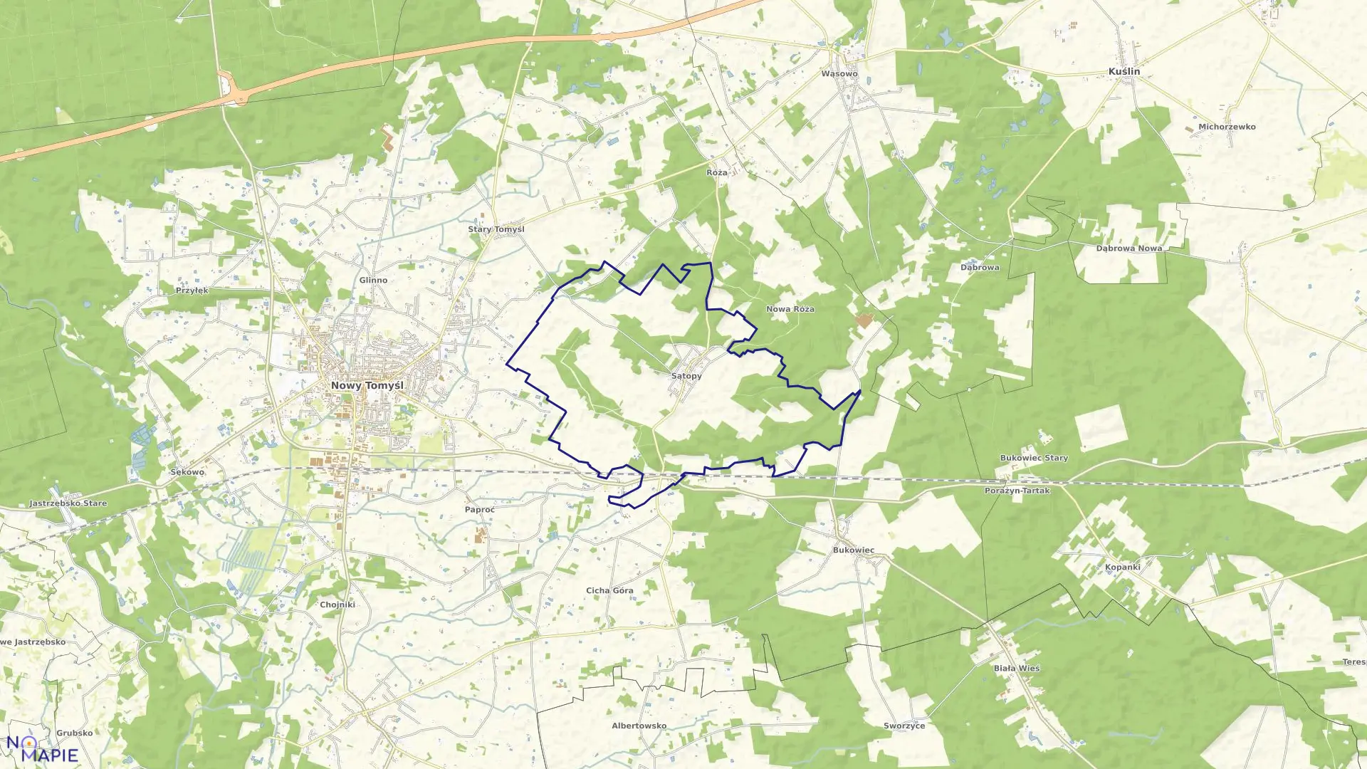 Mapa obrębu SĄTOPY w gminie Nowy Tomyśl