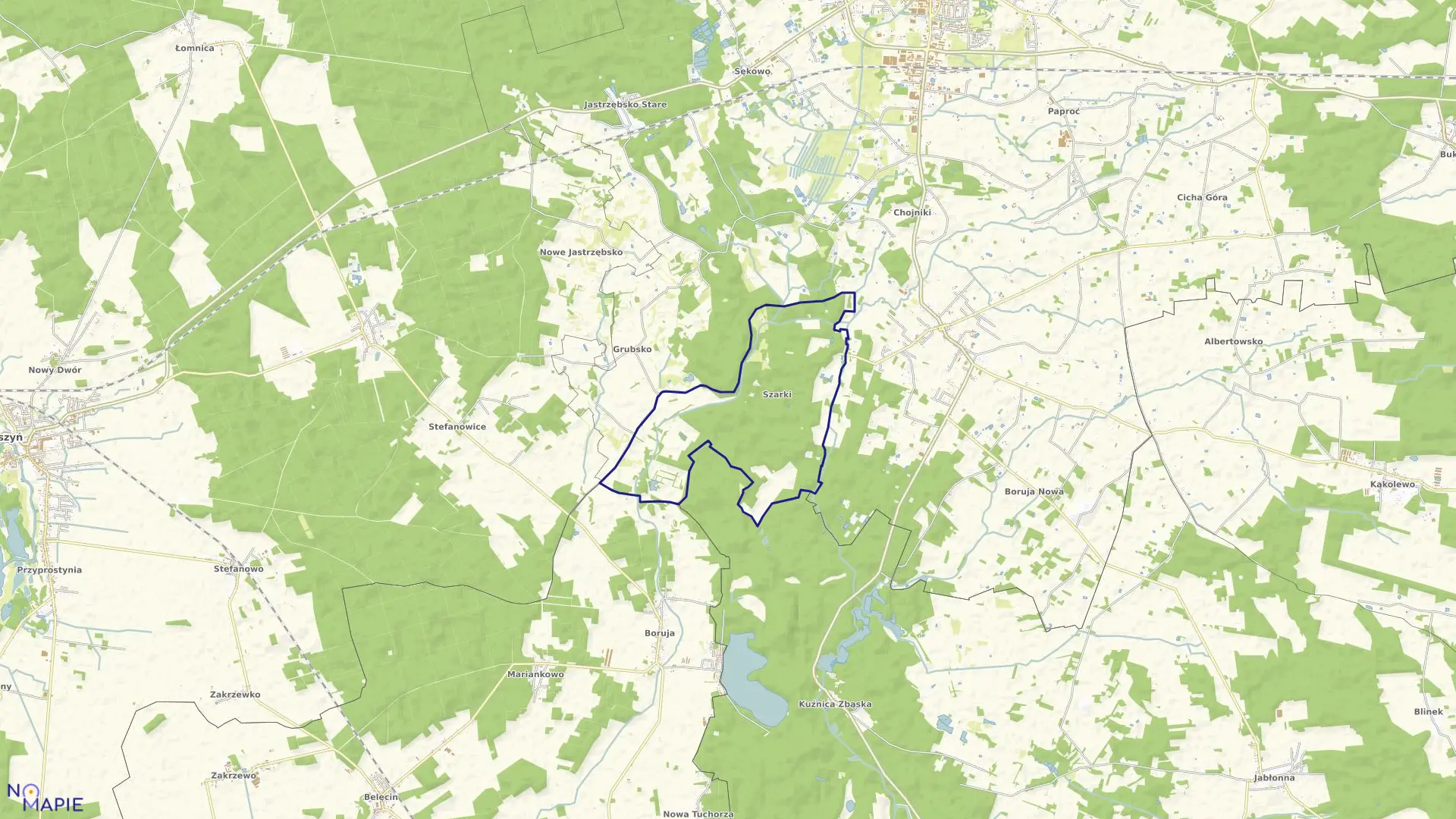 Mapa obrębu SZARKI w gminie Nowy Tomyśl